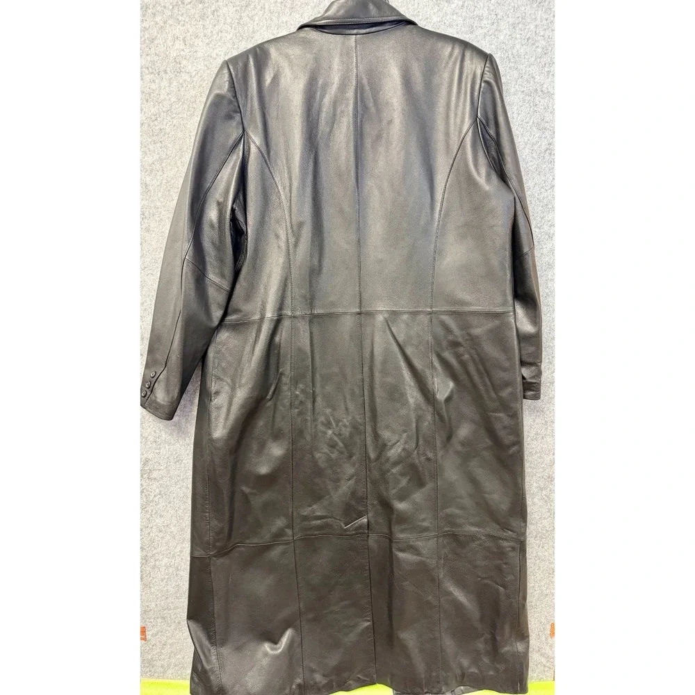 Preston & York Black Leather Long Coat Duster Vintage Men's Size XL - Picture 9 of 10